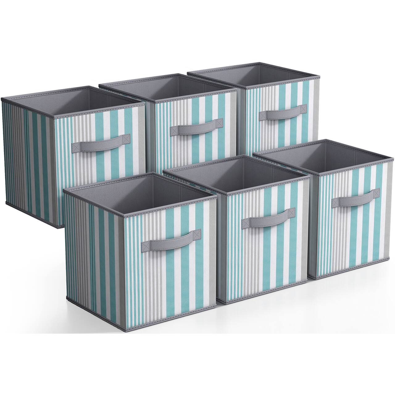 Sorbus 11" Aqua & Gray Foldable Storage Cubes, 6ct.